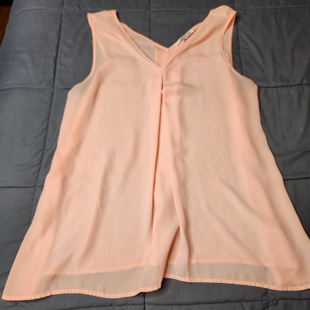 Violet + Claire Peach V-Neck Tank Blouse